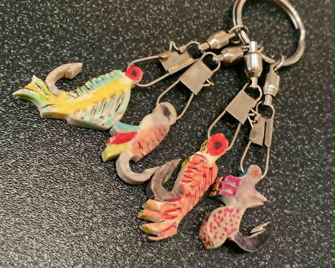 Porte-clés sur pièce de pêche